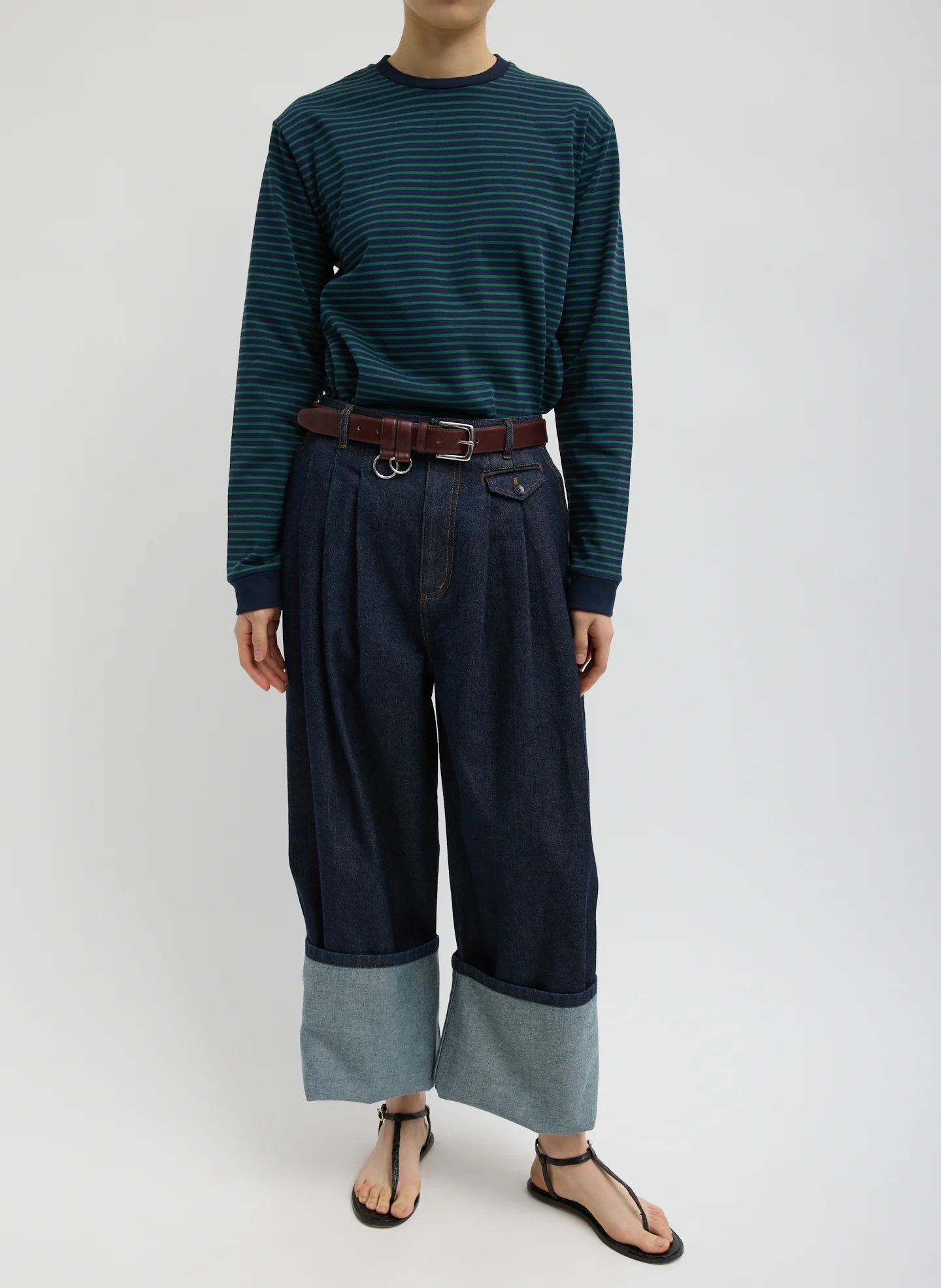 Indigo Denim Triple Pleat Jean - Image 6