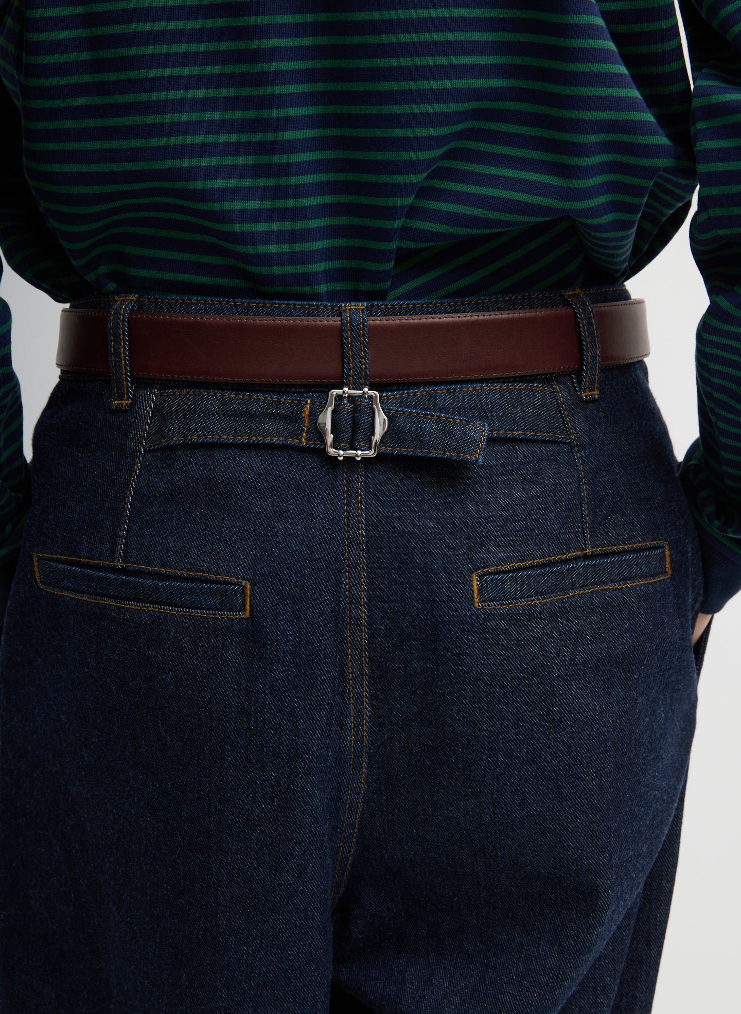Indigo Denim Triple Pleat Jean - Image 8