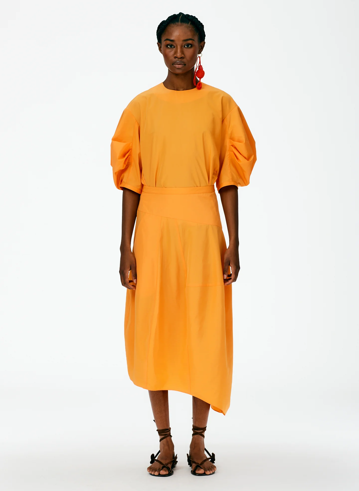 Italian Sporty Nylon Asymmetrical Balloon Skirt - Regular