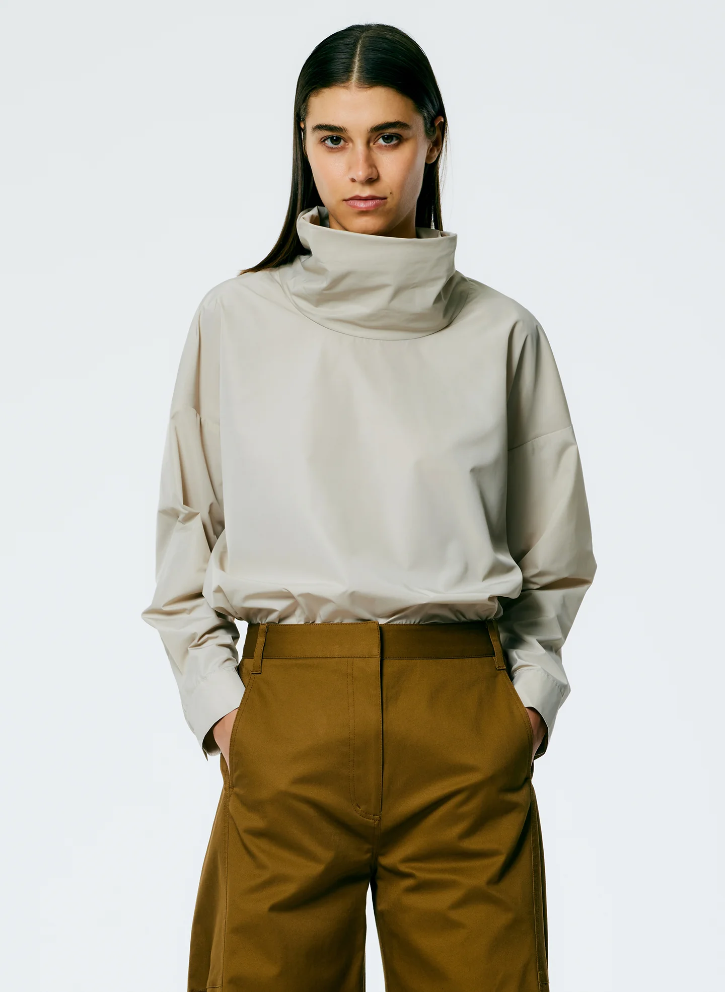 Italian Sporty Nylon Cowl Neck Top - Image 3