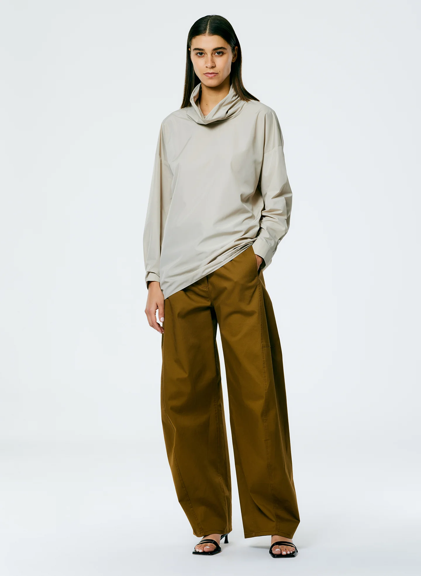 Italian Sporty Nylon Cowl Neck Top - Image 6