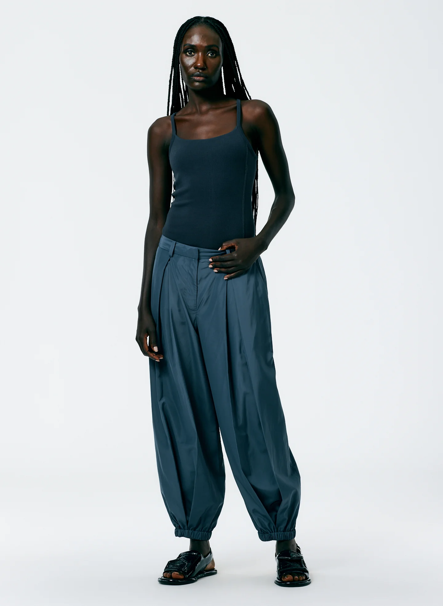Italian Sporty Nylon Eden Pleated Balloon Pant