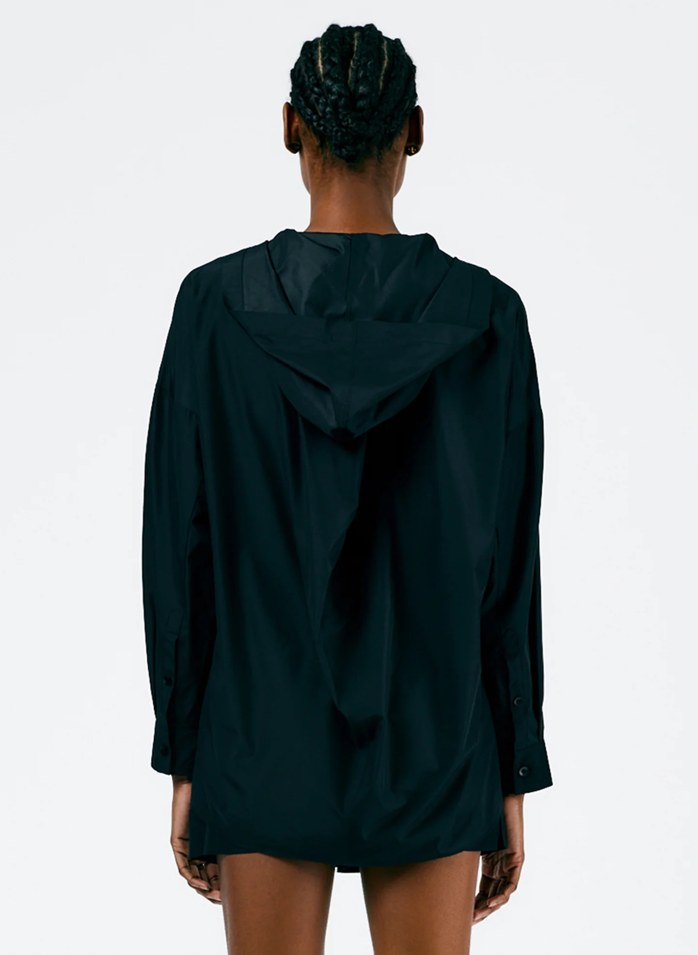 Italian Sporty Nylon Hoodie With Cocoon Back - Image 3