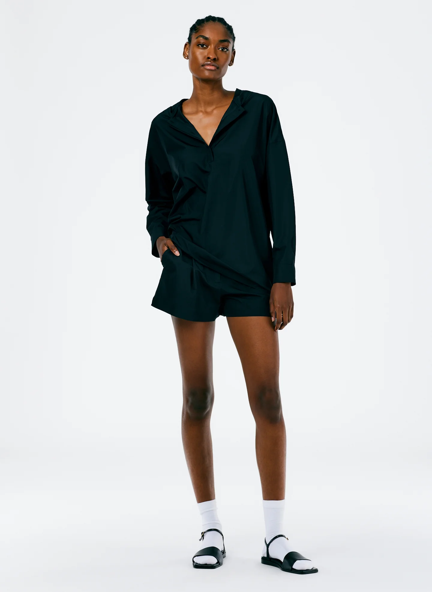Italian Sporty Nylon Hoodie With Cocoon Back - Image 5
