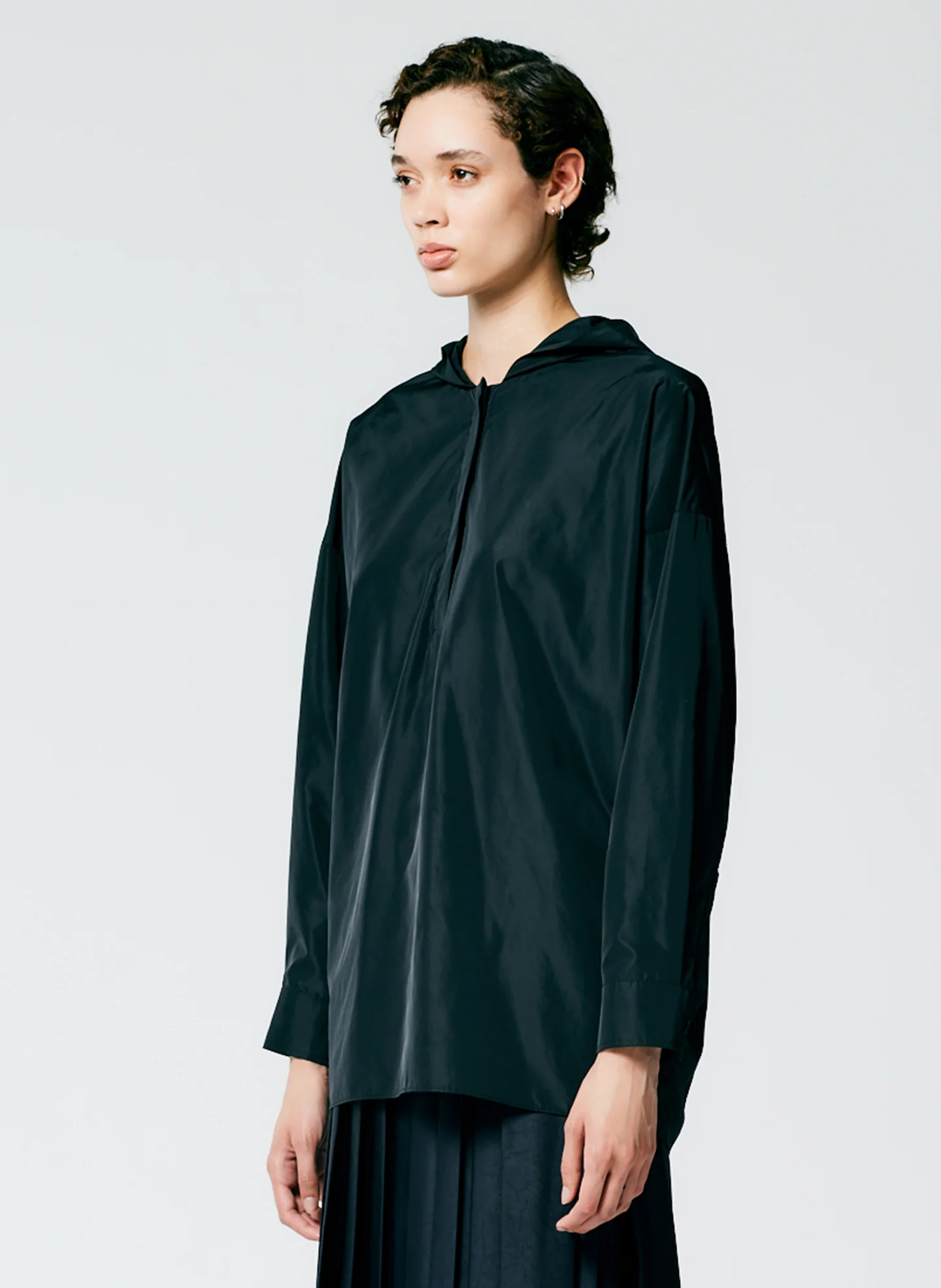 Italian Sporty Nylon Hoodie With Cocoon Back - Image 3