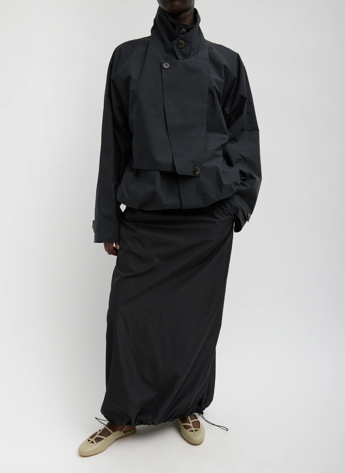 Italian Sporty Nylon Maxi Anorak Skirt