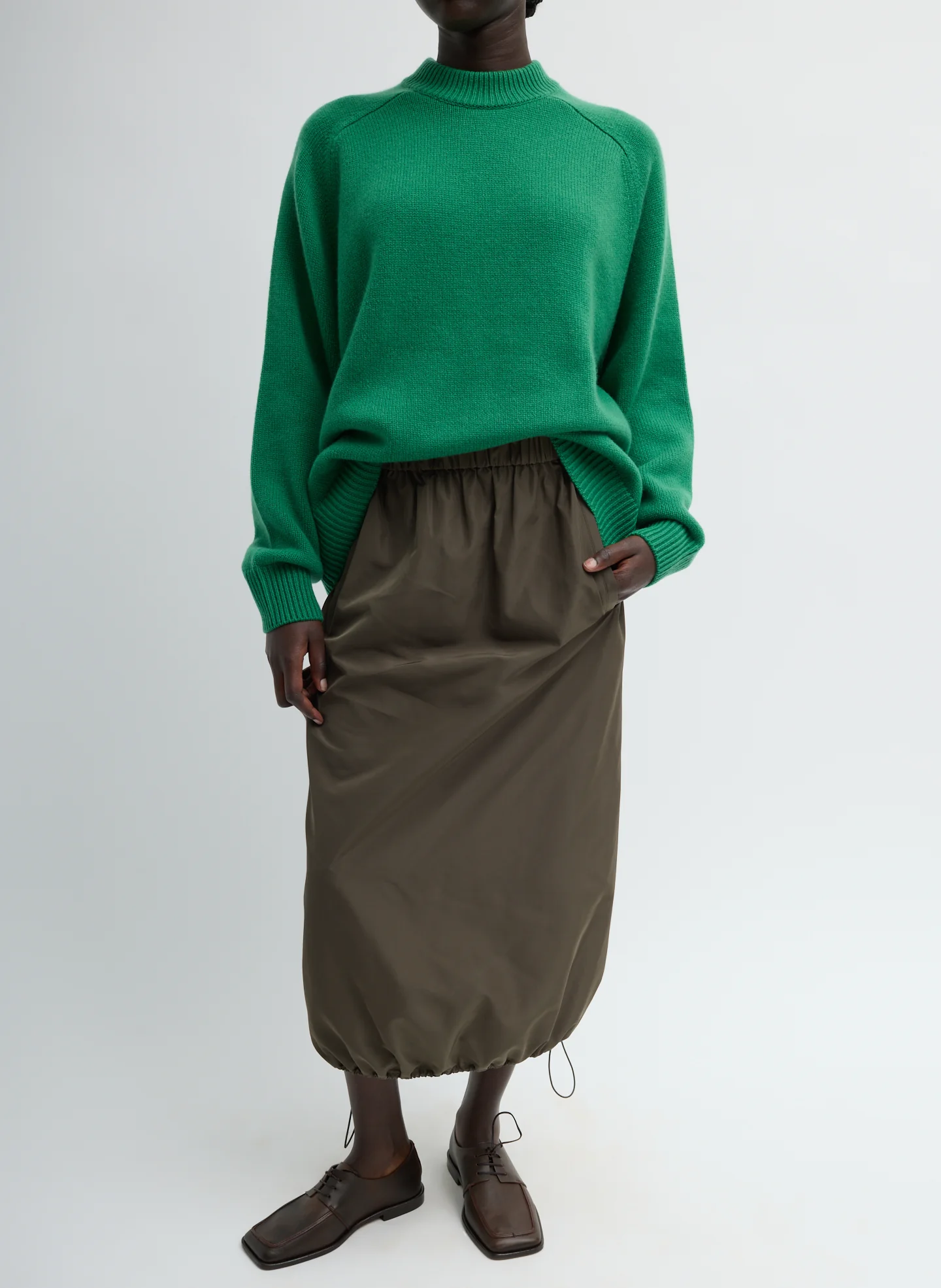 Italian Sporty Nylon Midi Anorak Skirt