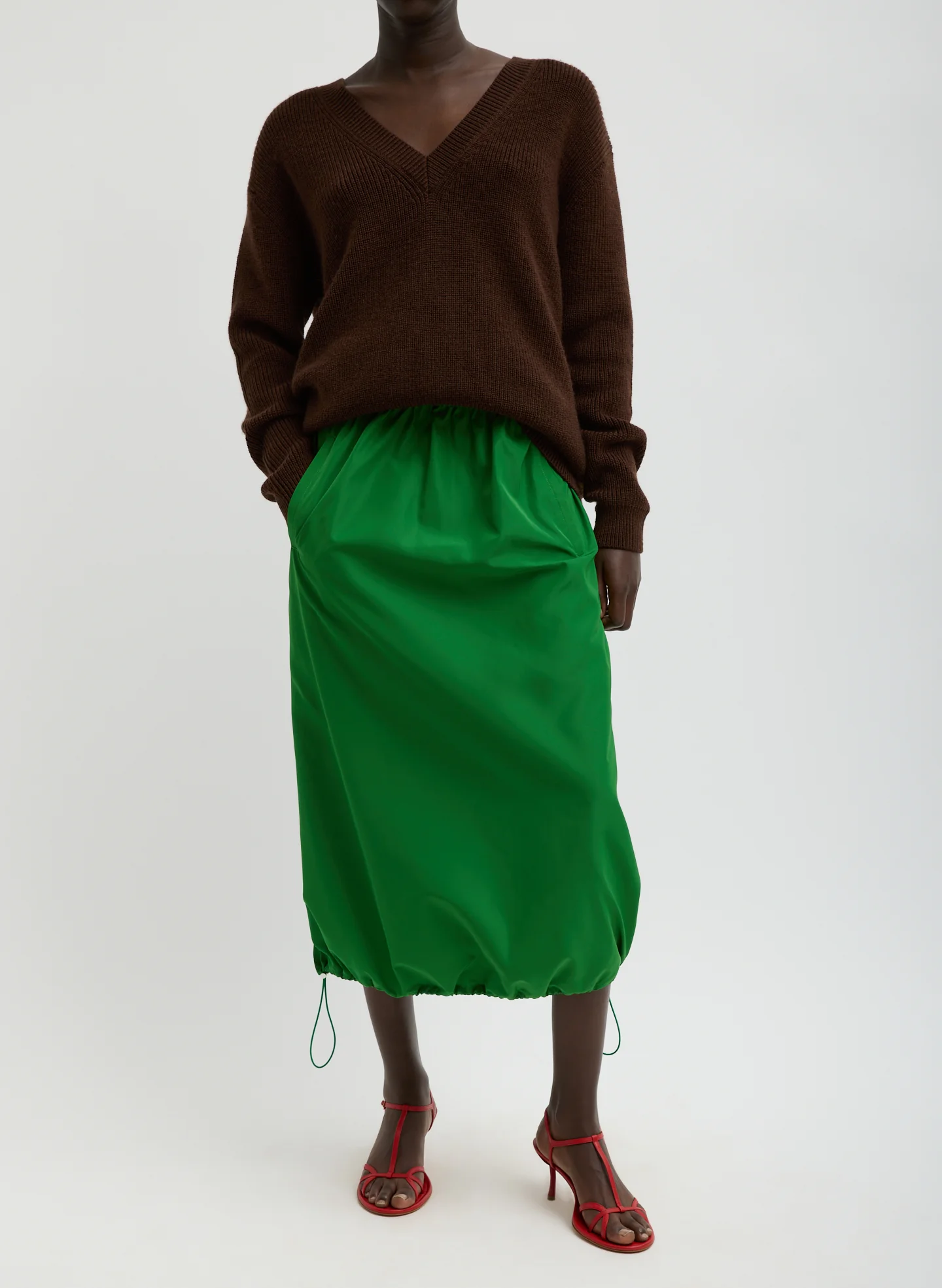Italian Sporty Nylon Midi Anorak Skirt
