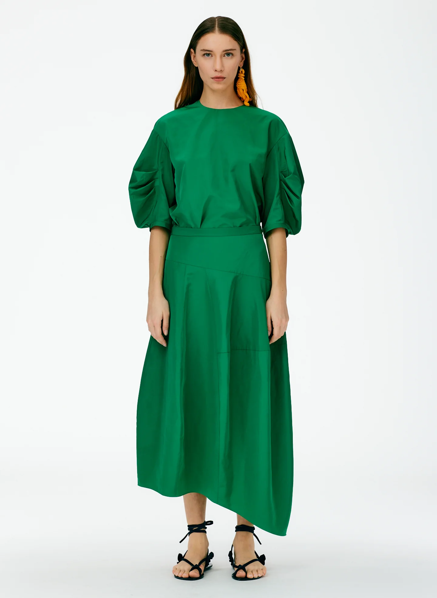 Italian Sporty Nylon Asymmetrical Balloon Skirt - Petite