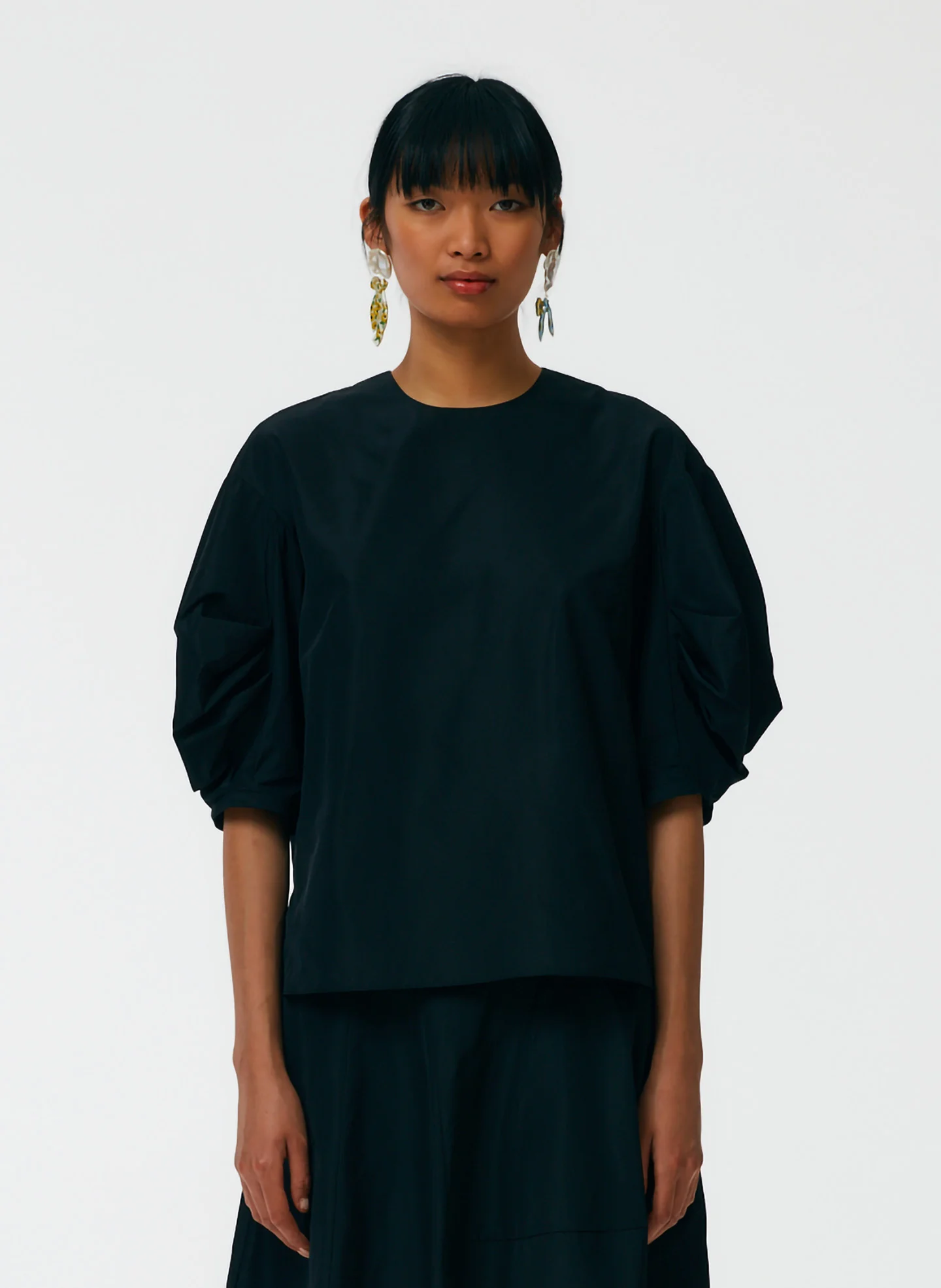 Italian Sporty Nylon Pleat Sleeve Top