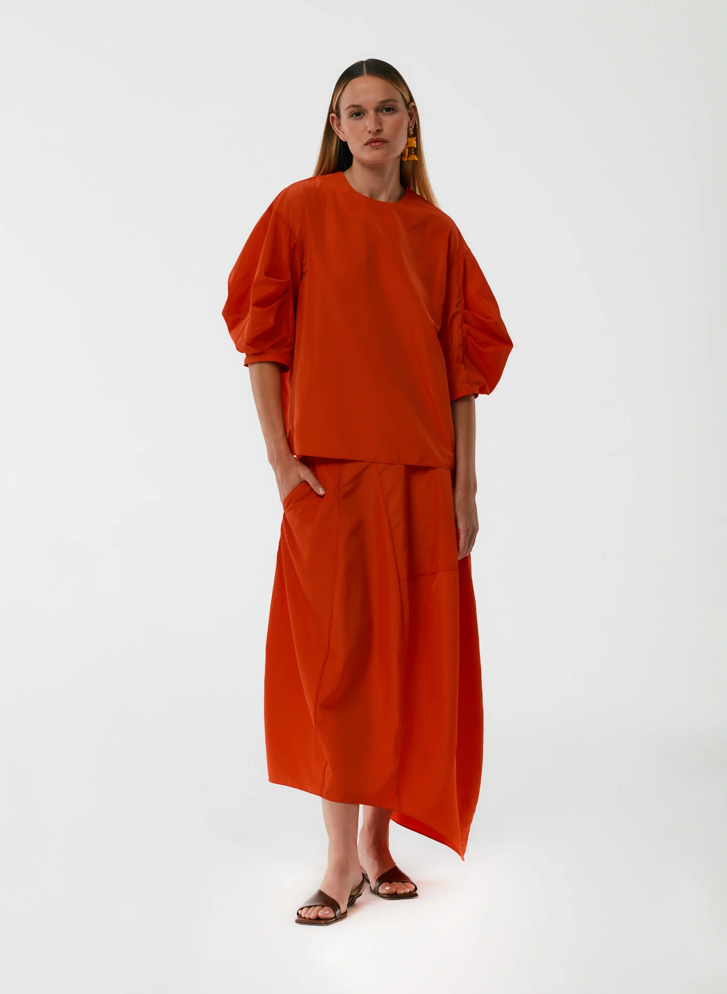 Italian Sporty Nylon Pleat Sleeve Top - Image 12