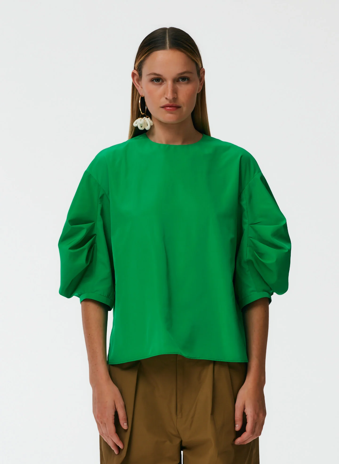 Italian Sporty Nylon Pleat Sleeve Top - Image 14