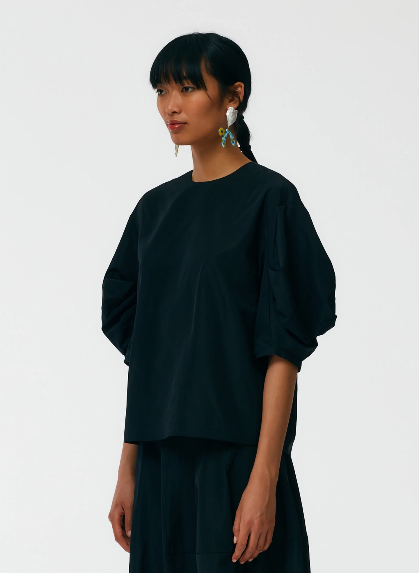 Italian Sporty Nylon Pleat Sleeve Top - Image 2