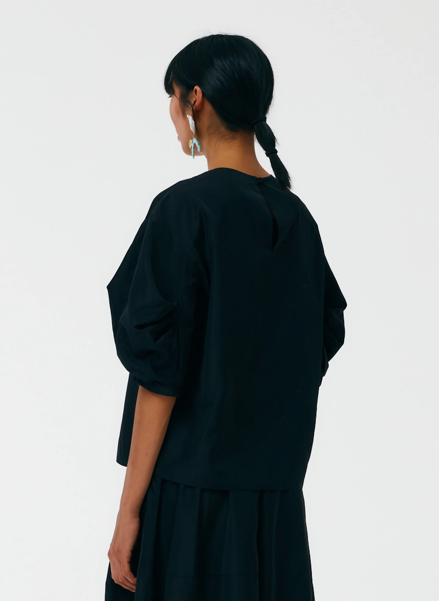 Italian Sporty Nylon Pleat Sleeve Top - Image 3