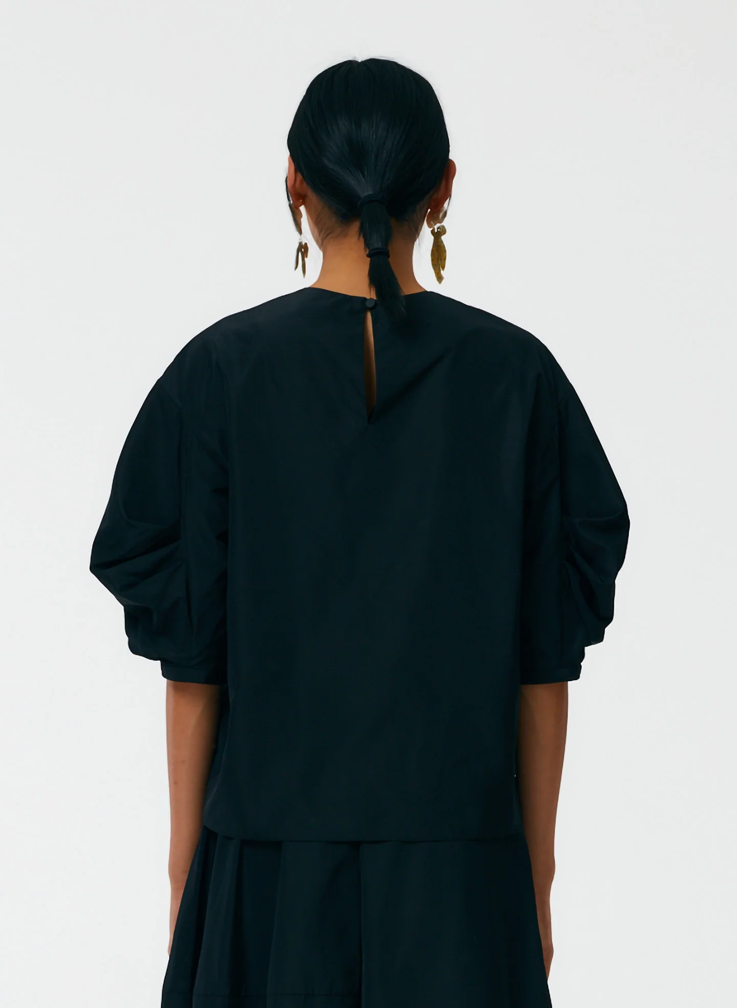 Italian Sporty Nylon Pleat Sleeve Top - Image 4
