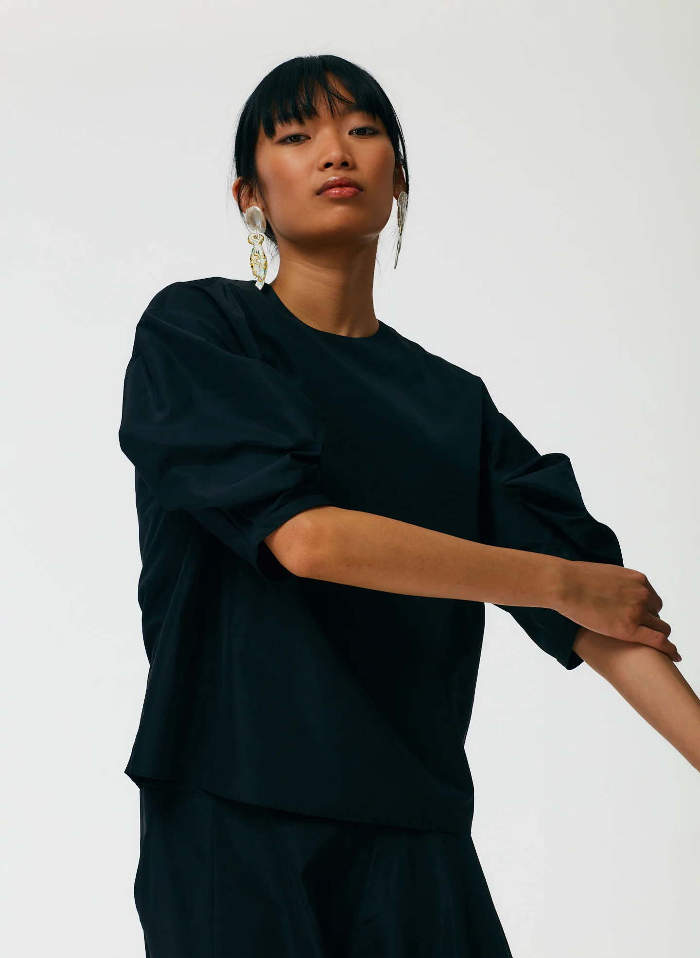 Italian Sporty Nylon Pleat Sleeve Top - Image 5