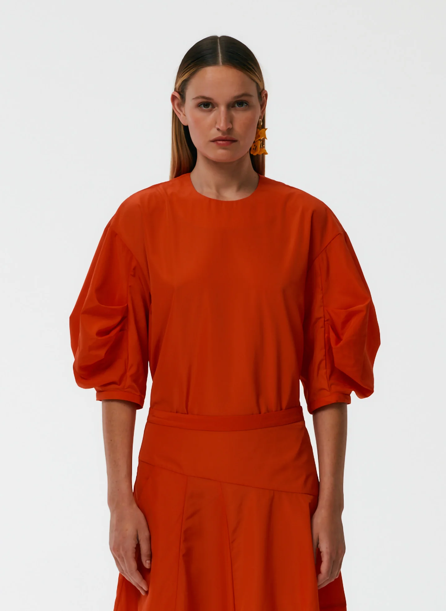 Italian Sporty Nylon Pleat Sleeve Top - Image 8