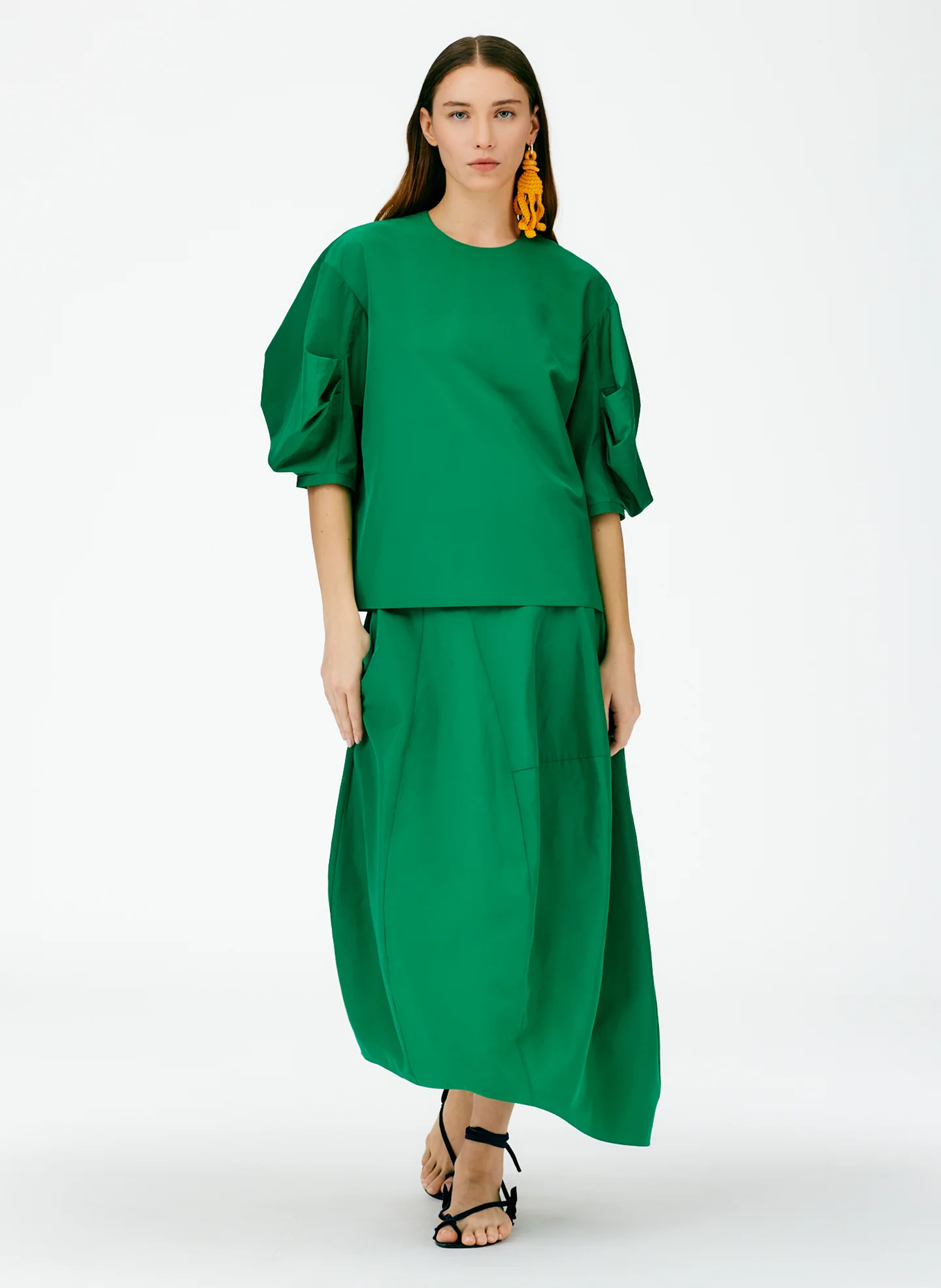 Italian Sporty Nylon Pleat Sleeve Top - Image 5