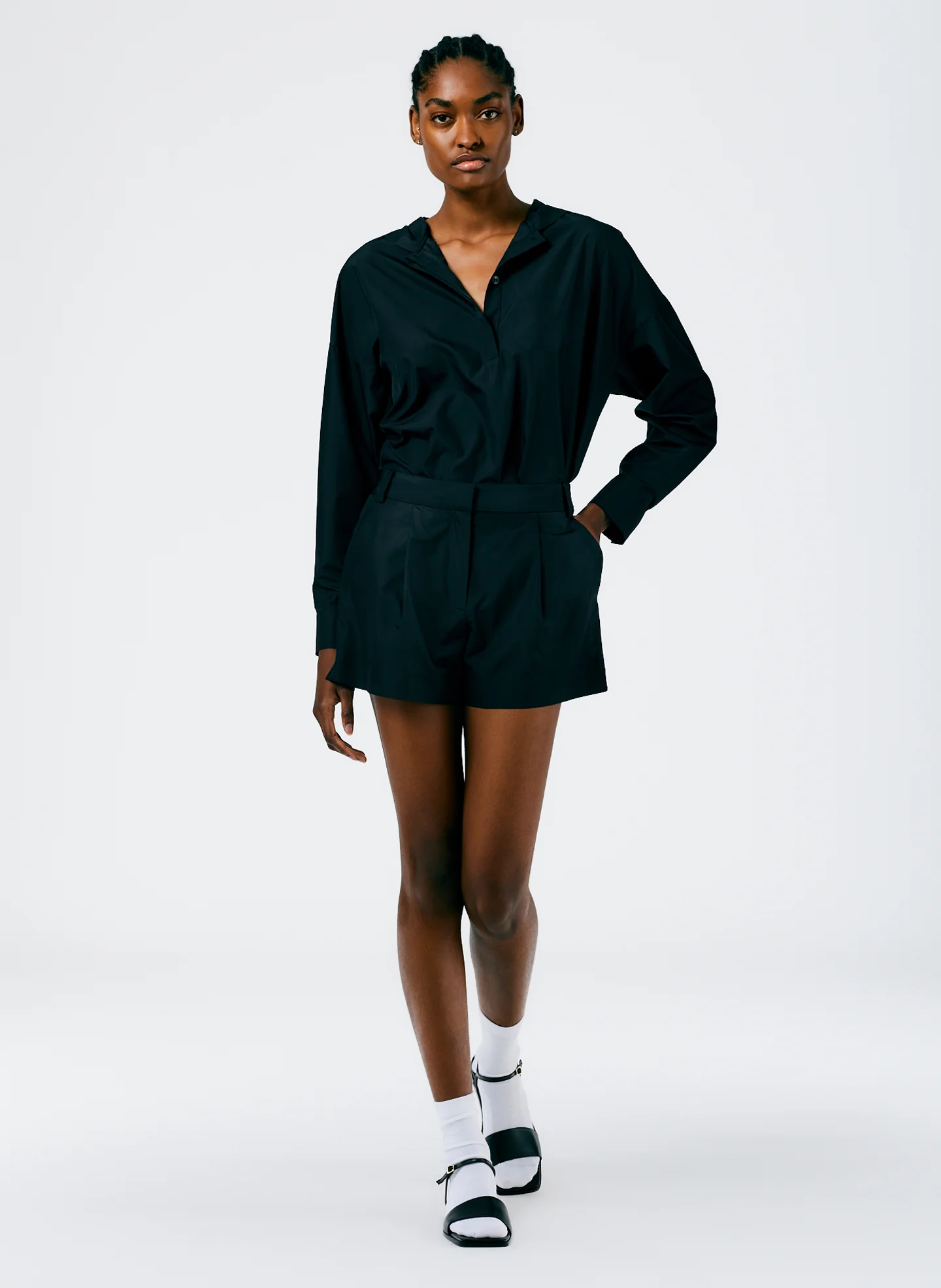 Italian Sporty Nylon Pleated Short