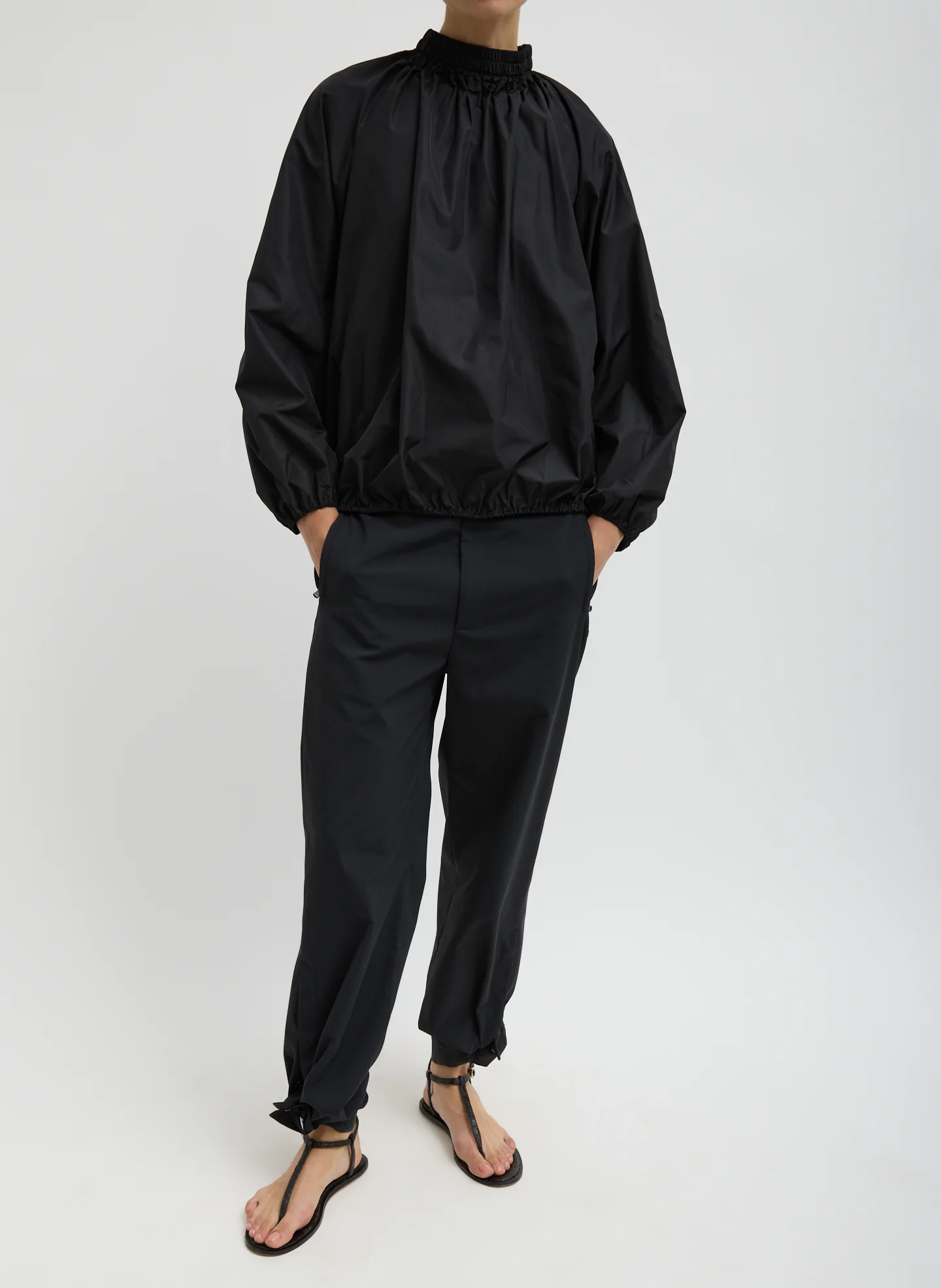 Italian Sporty Nylon Shirred Anorak Top - Image 4