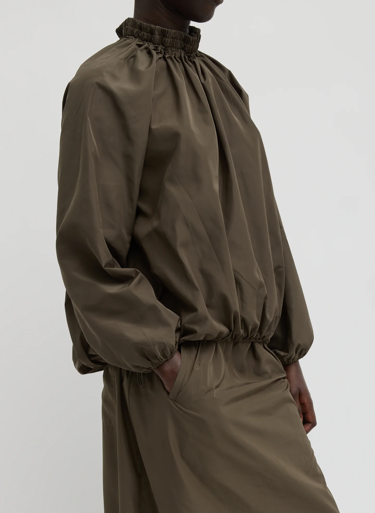 Italian Sporty Nylon Shirred Anorak Top - Image 3
