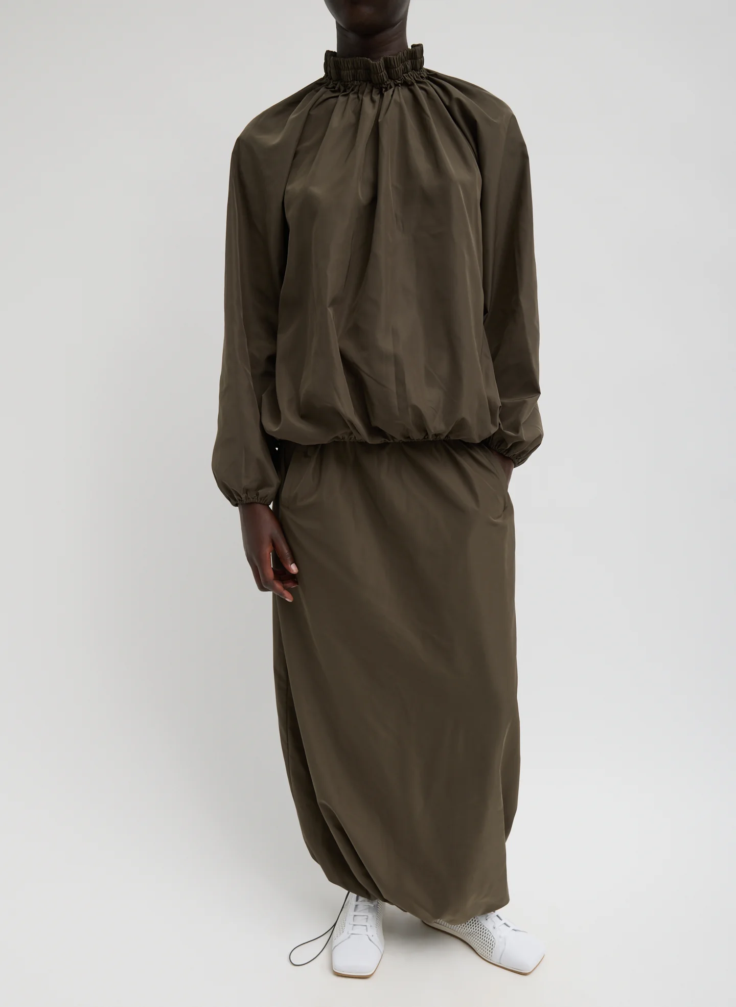 Italian Sporty Nylon Shirred Anorak Top - Image 4