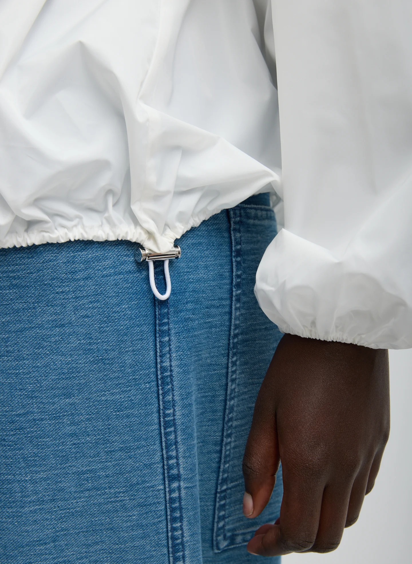 Italian Sporty Nylon Shirred Anorak Top - Image 7