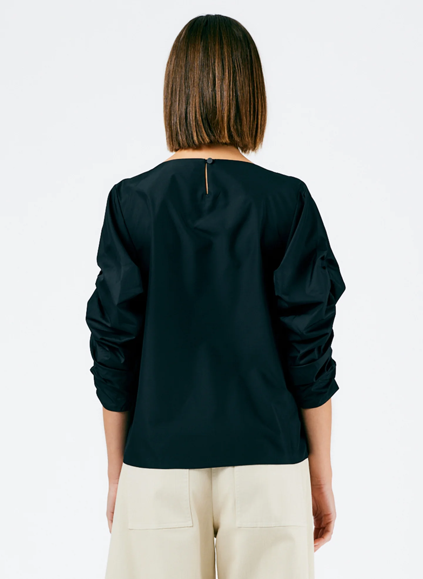 Italian Sporty Nylon Shirred Sleeve Top - Image 3
