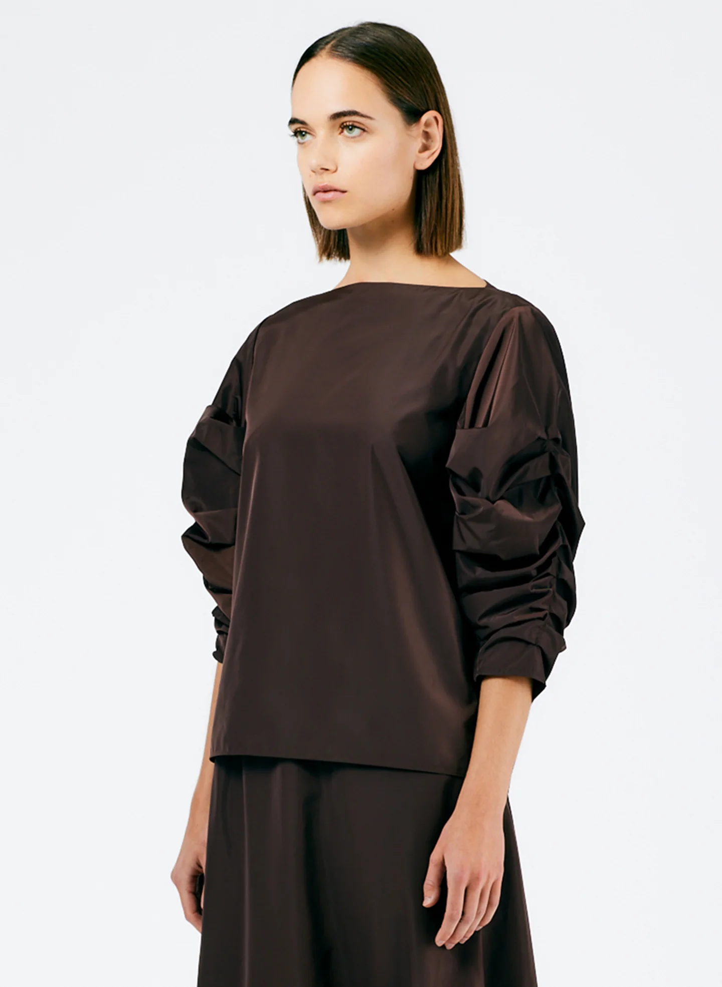 Italian Sporty Nylon Shirred Sleeve Top - Image 2