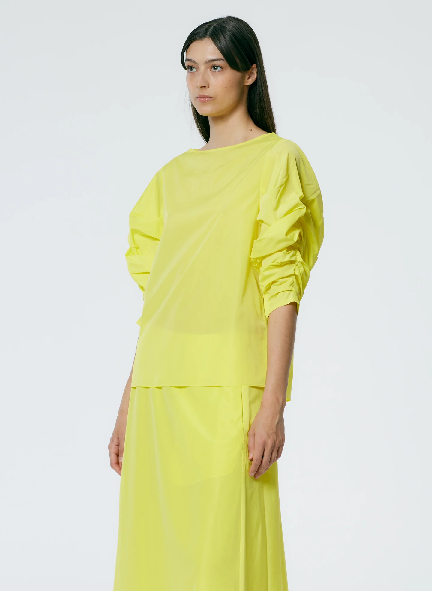 Italian Sporty Nylon Shirred Sleeve Top - Image 3