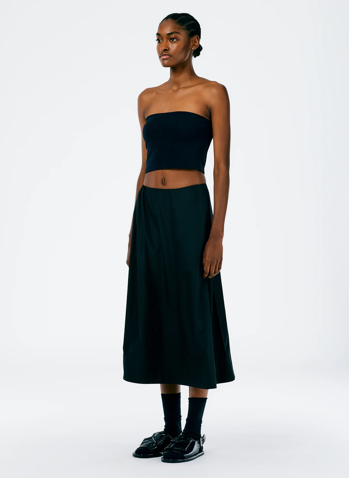 Italian Sporty Nylon Side Shirred Circle Skirt - Image 3