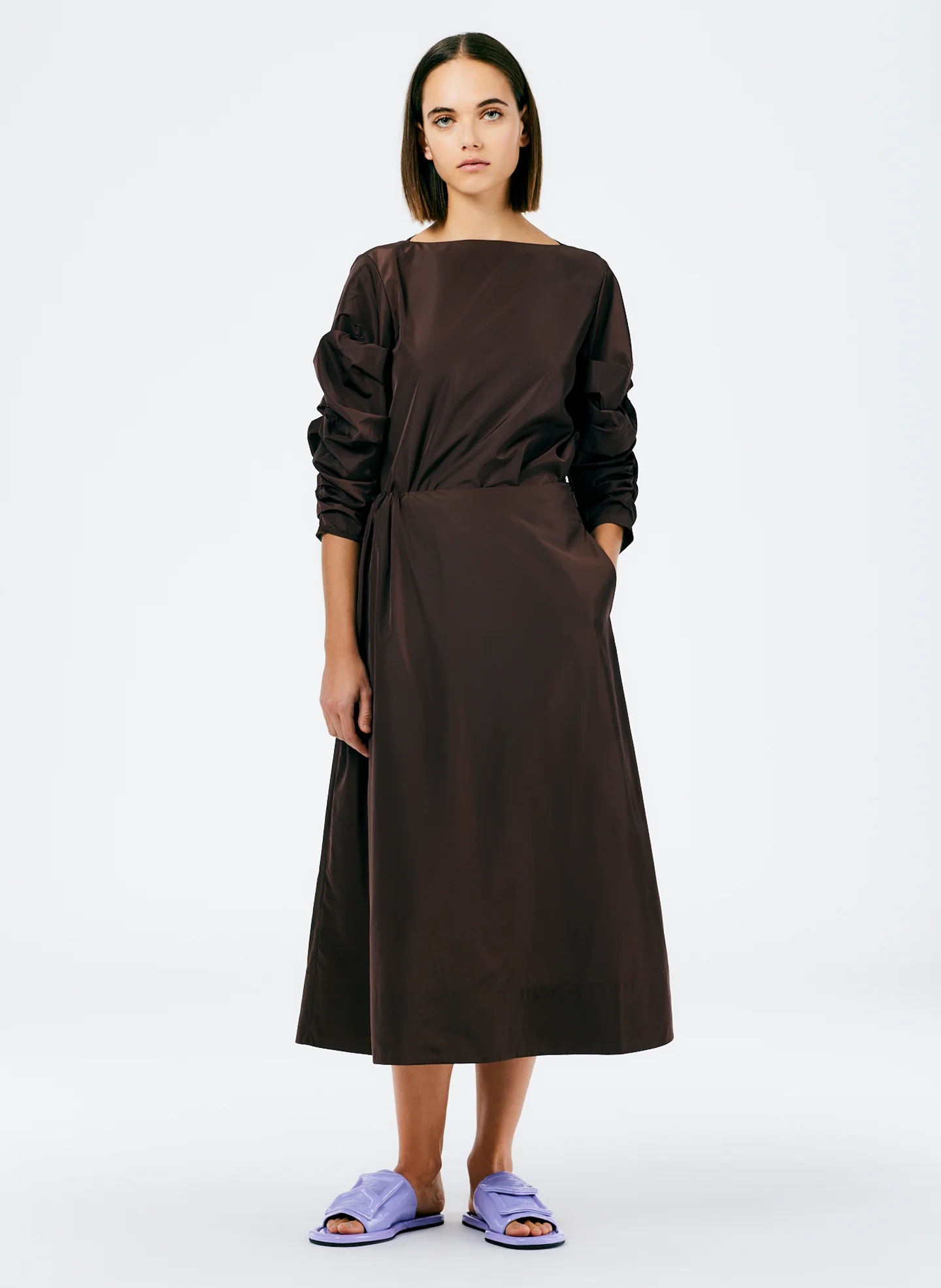 Italian Sporty Nylon Side Shirred Circle Skirt