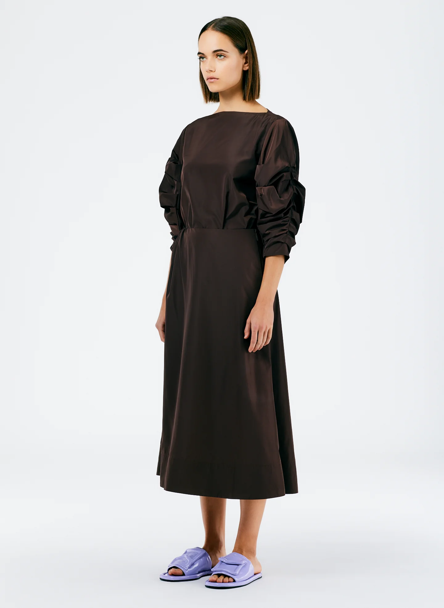 Italian Sporty Nylon Side Shirred Circle Skirt - Image 2