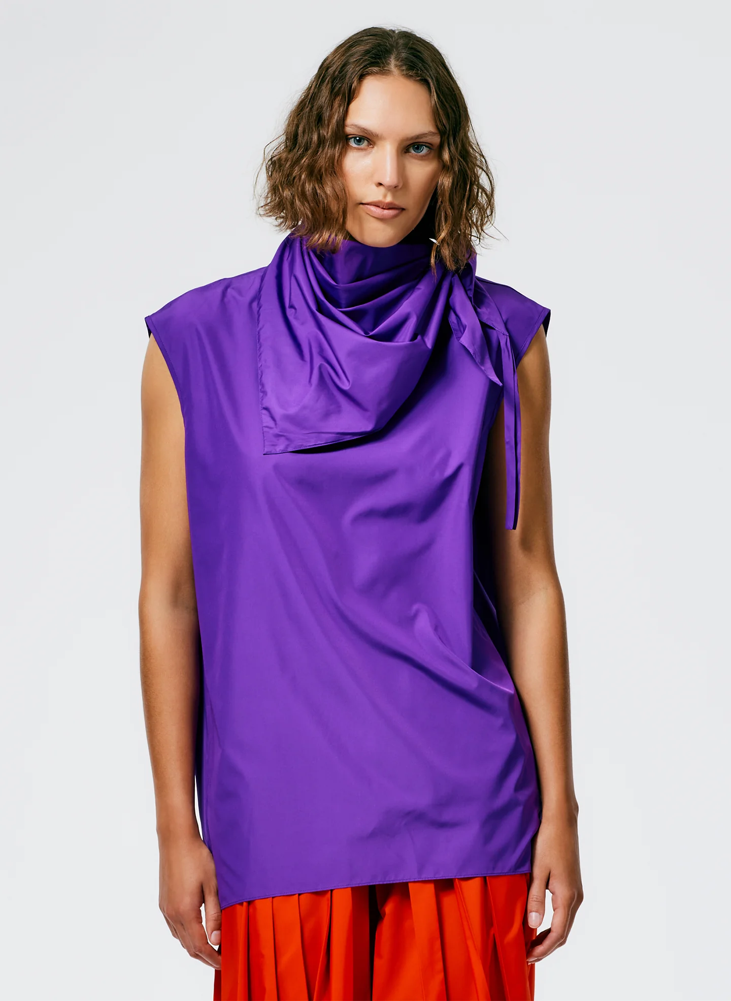 Italian Sporty Nylon Sleeveless Cocoon Top