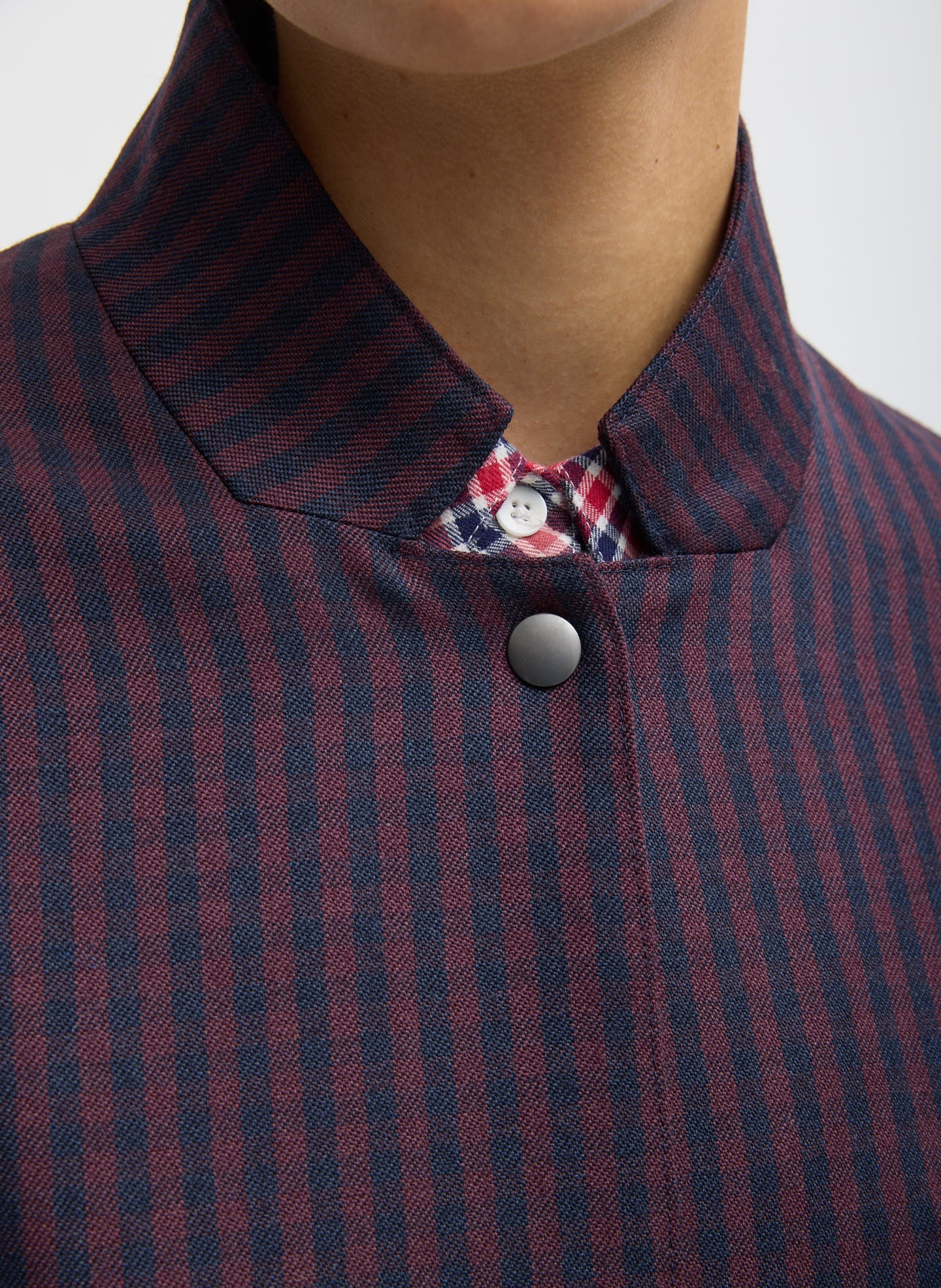 Jules Wool Gingham Long Belted Bomber - Image 6