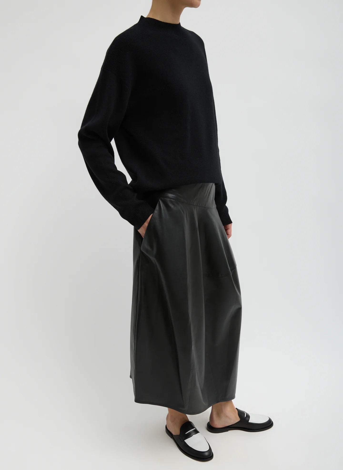 Leather Asymmetrical Balloon Skirt - Image 3