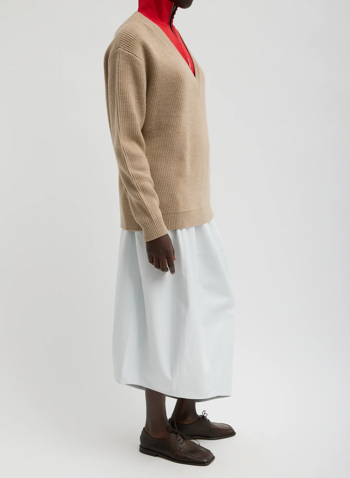 Leather Asymmetrical Balloon Skirt - Image 3
