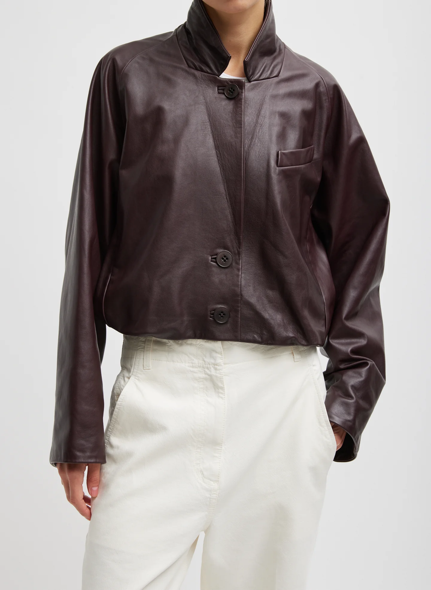 Leather Raglan Sleeve Blazer
