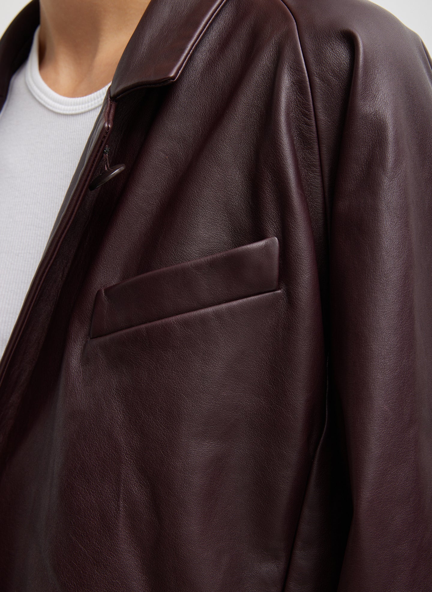 Leather Raglan Sleeve Blazer - Image 2