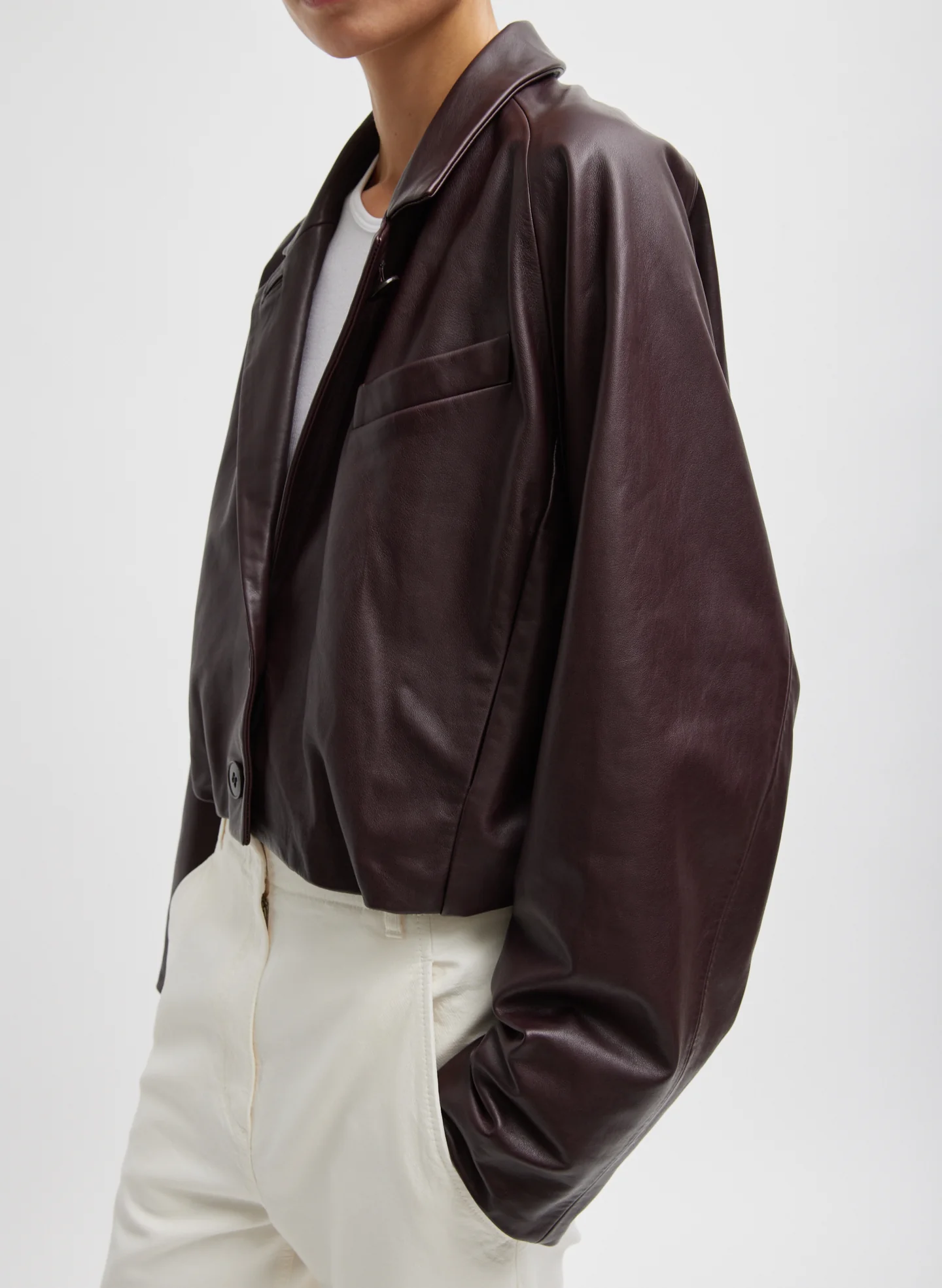 Leather Raglan Sleeve Blazer - Image 3