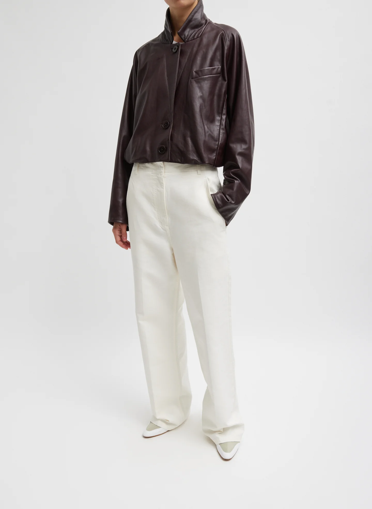 Leather Raglan Sleeve Blazer - Image 4