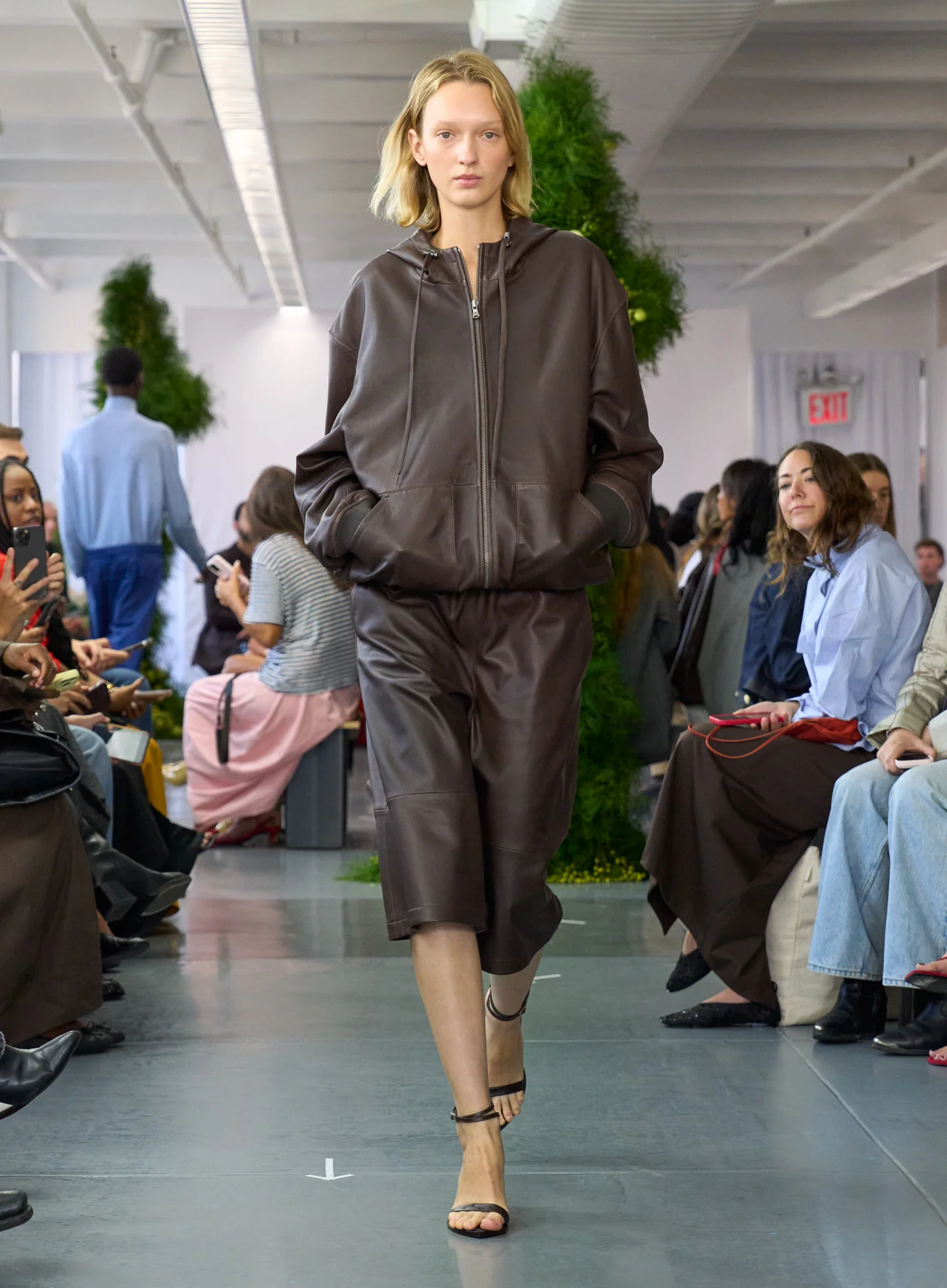 Leather Zip Up Hoodie Jacket - Image 2