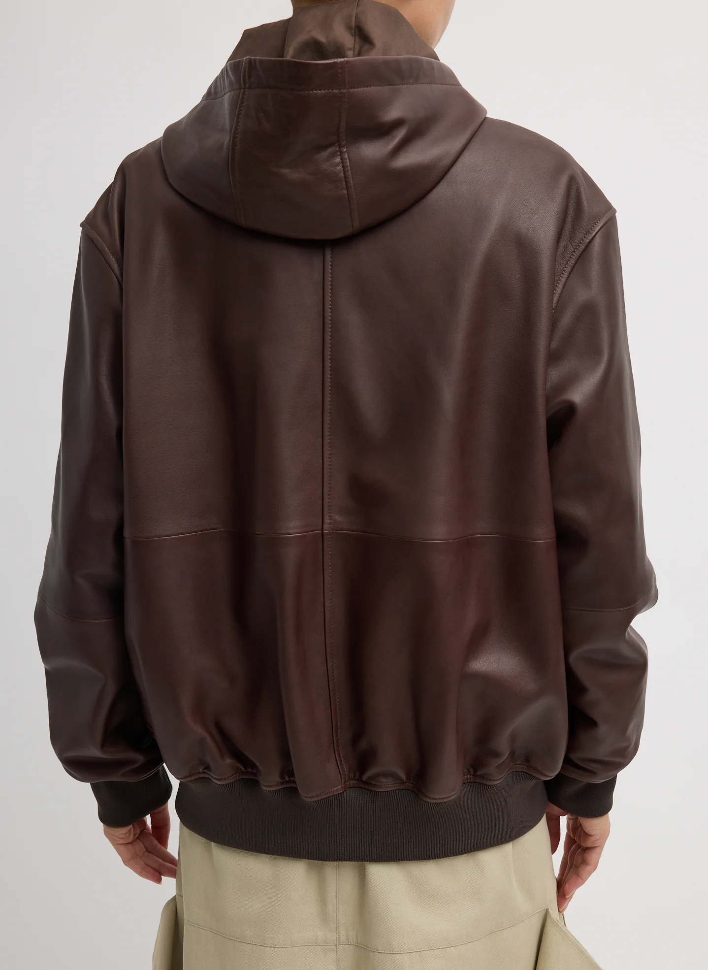 Leather Zip Up Hoodie Jacket - Image 3