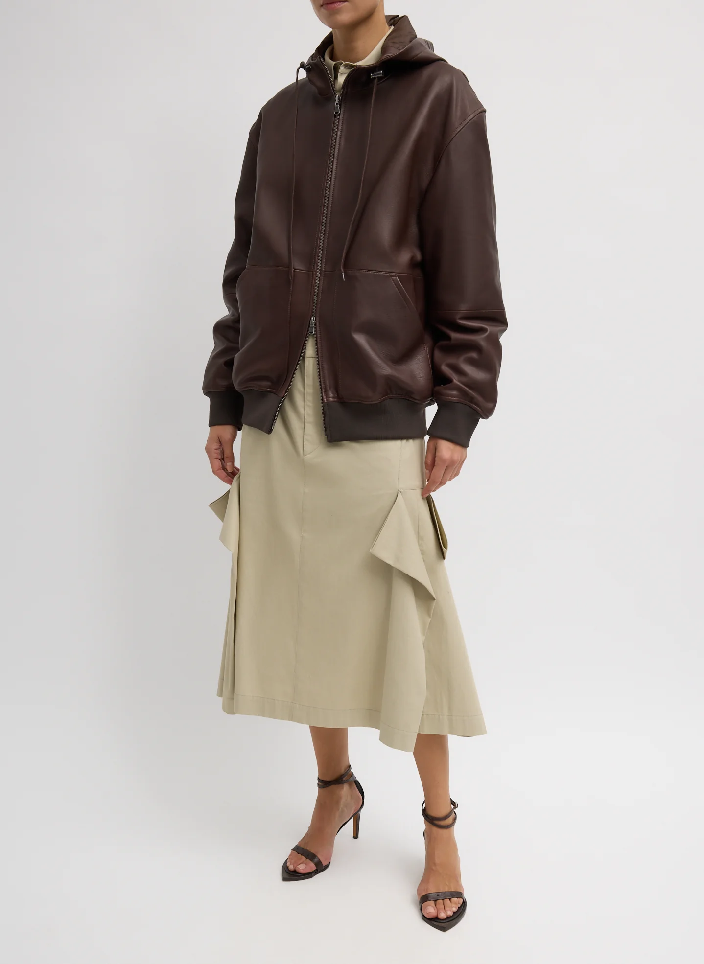 Leather Zip Up Hoodie Jacket - Image 4