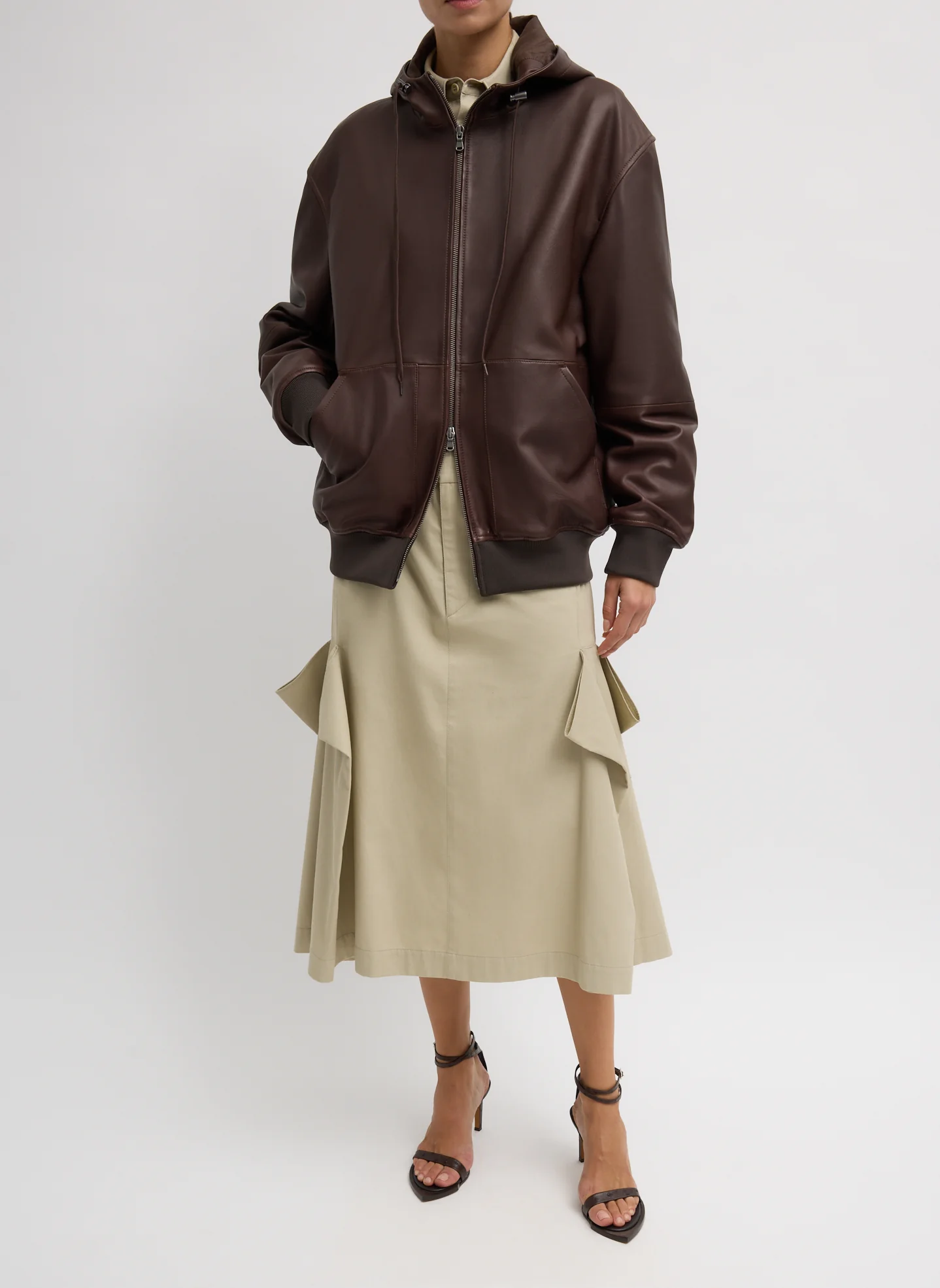 Leather Zip Up Hoodie Jacket - Image 5