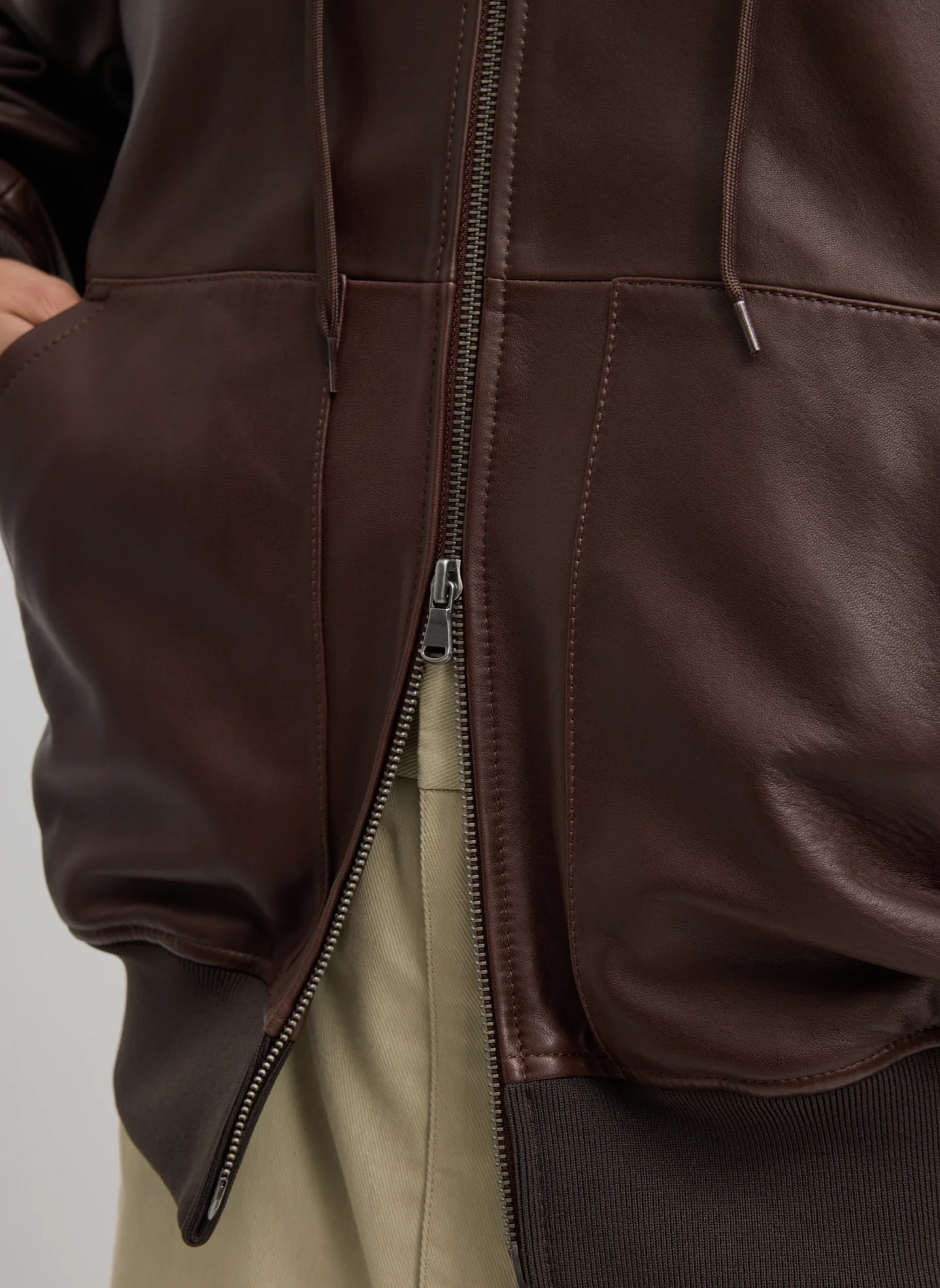 Leather Zip Up Hoodie Jacket - Image 8