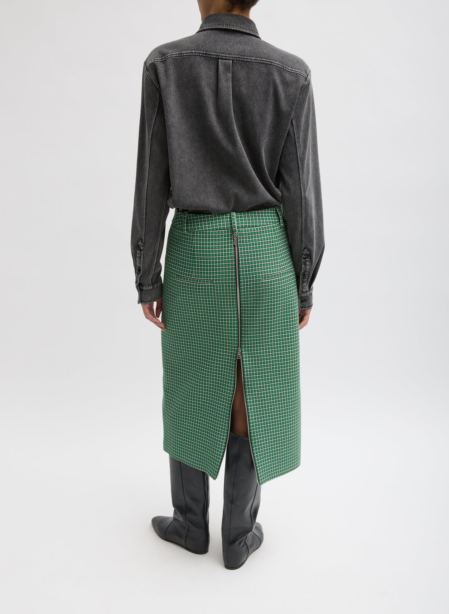 Leon Check Midi Trouser Zip Skirt - Image 3