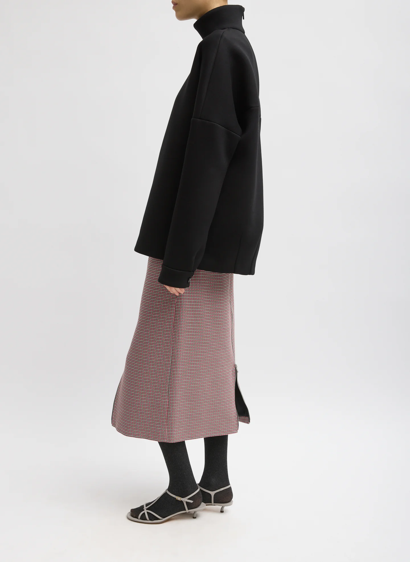 Leon Check Midi Trouser Zip Skirt - Image 3