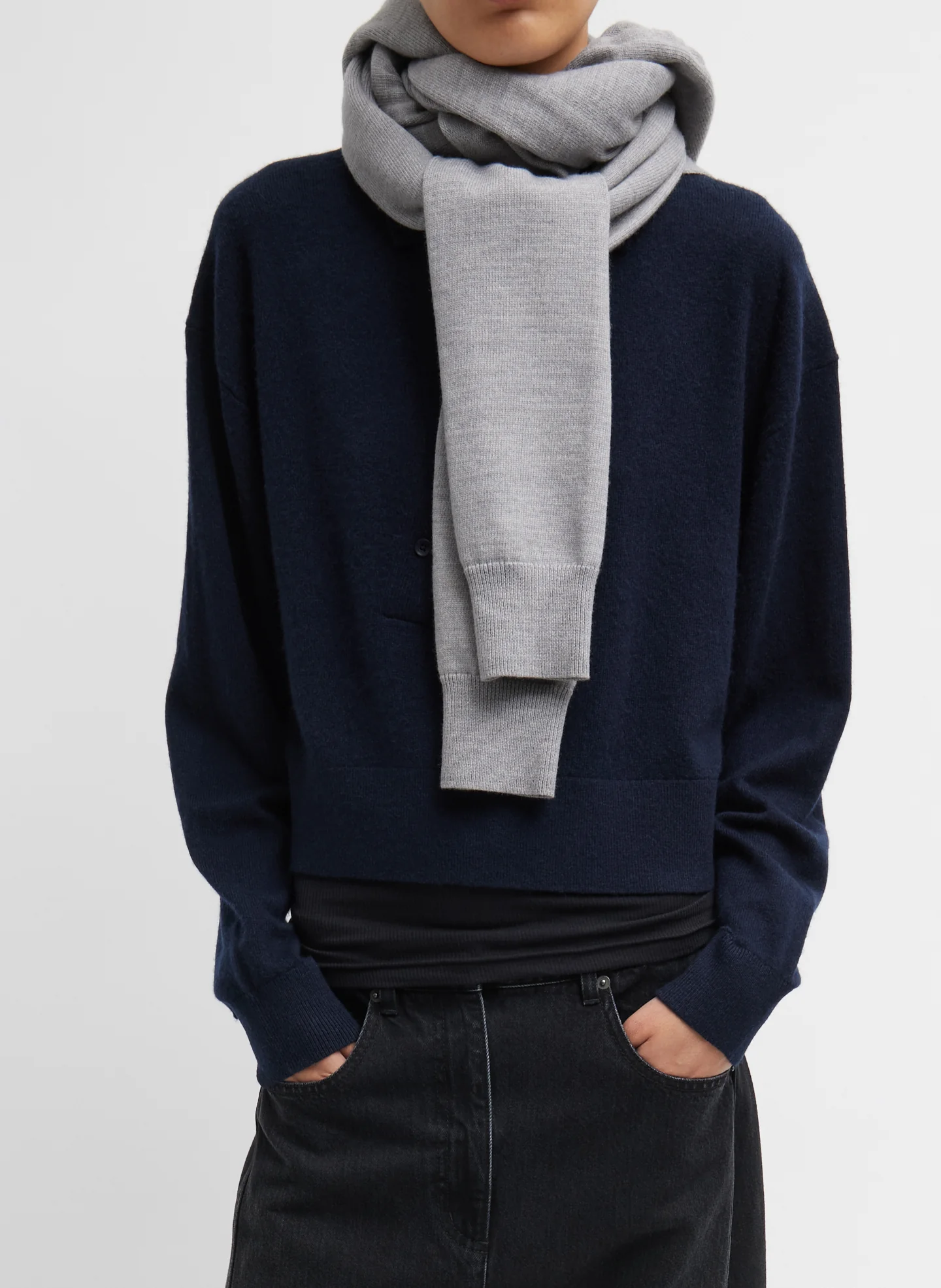 Light Weight Airy Extrafine Wool Hooded Scarf - Image 2