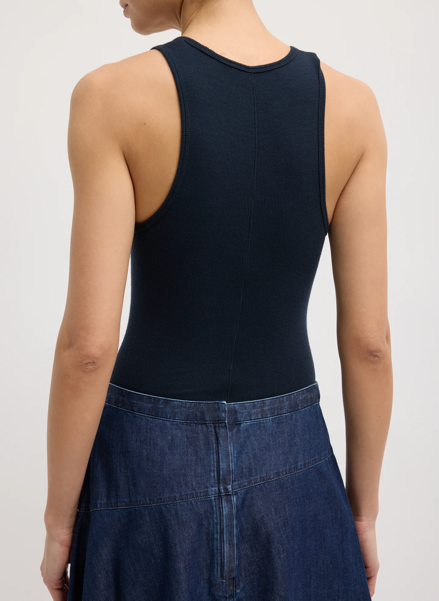 Light Weight Indigo Denim Asymmetrical Balloon Skirt - Image 4